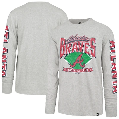 Men's '47 Gray Atlanta Braves Big & Tall Distressed Franklin Long Sleeve T-Shirt