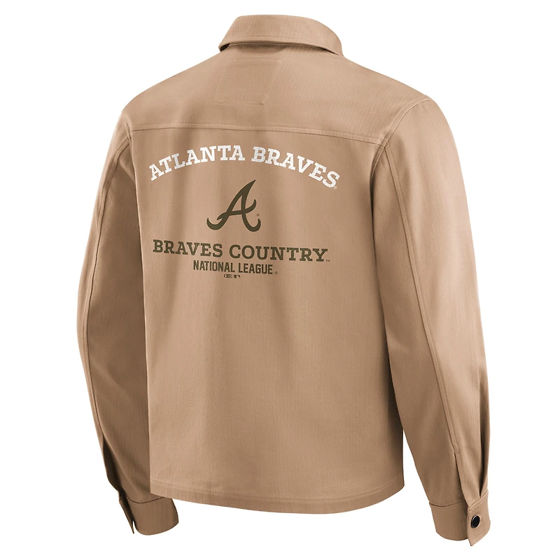 Men's Darius Rucker Collection by Fanatics  Tan Atlanta Braves Distressed Washed Full-Zip Jacket