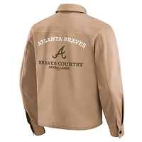Men's Darius Rucker Collection by Fanatics  Tan Atlanta Braves Distressed Washed Full-Zip Jacket