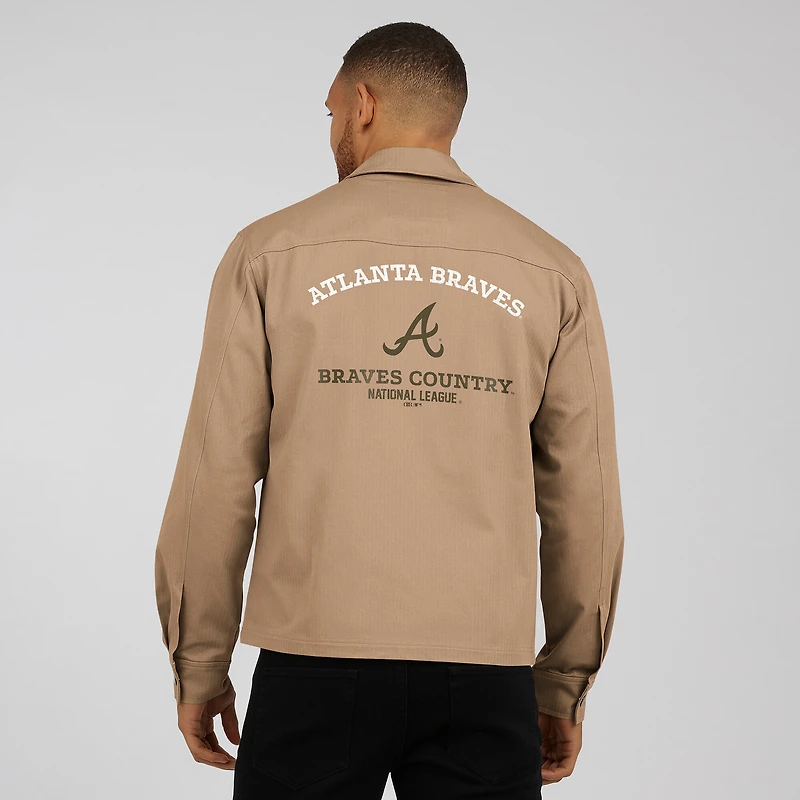 Men's Darius Rucker Collection by Fanatics  Tan Atlanta Braves Distressed Washed Full-Zip Jacket
