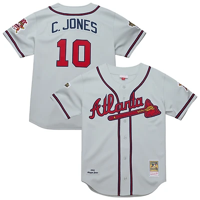 Maillot authentique Mitchell & Ness Chipper Jones gris pour homme des Braves d'Atlanta 1995