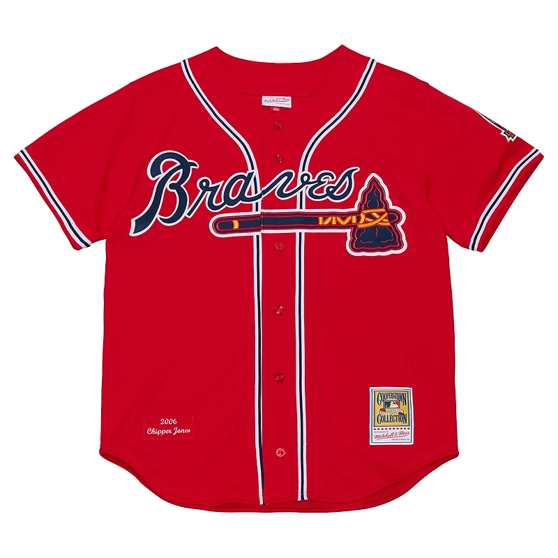 Men's Mitchell & Ness Chipper Jones Red Atlanta Braves 2006 Cooperstown Collection Authentic Jersey