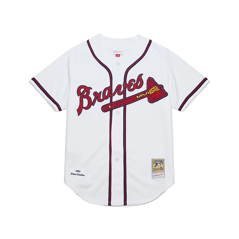 Men's Mitchell & Ness Deion Sanders White Atlanta Braves Cooperstown Collection 1992 Authentic Jersey