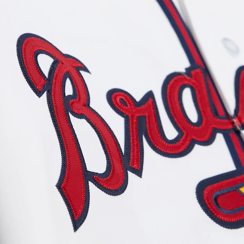Maillot authentique Mitchell & Ness Deion Sanders blanc pour homme des Braves d'Atlanta, collection Cooperstown 1992