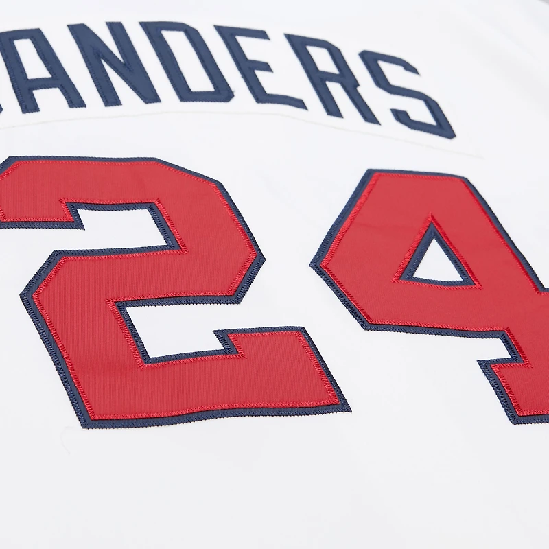 Maillot authentique Mitchell & Ness Deion Sanders blanc pour homme des Braves d'Atlanta, collection Cooperstown 1992
