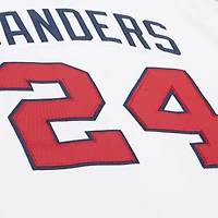 Maillot authentique Mitchell & Ness Deion Sanders blanc pour homme des Braves d'Atlanta, collection Cooperstown 1992