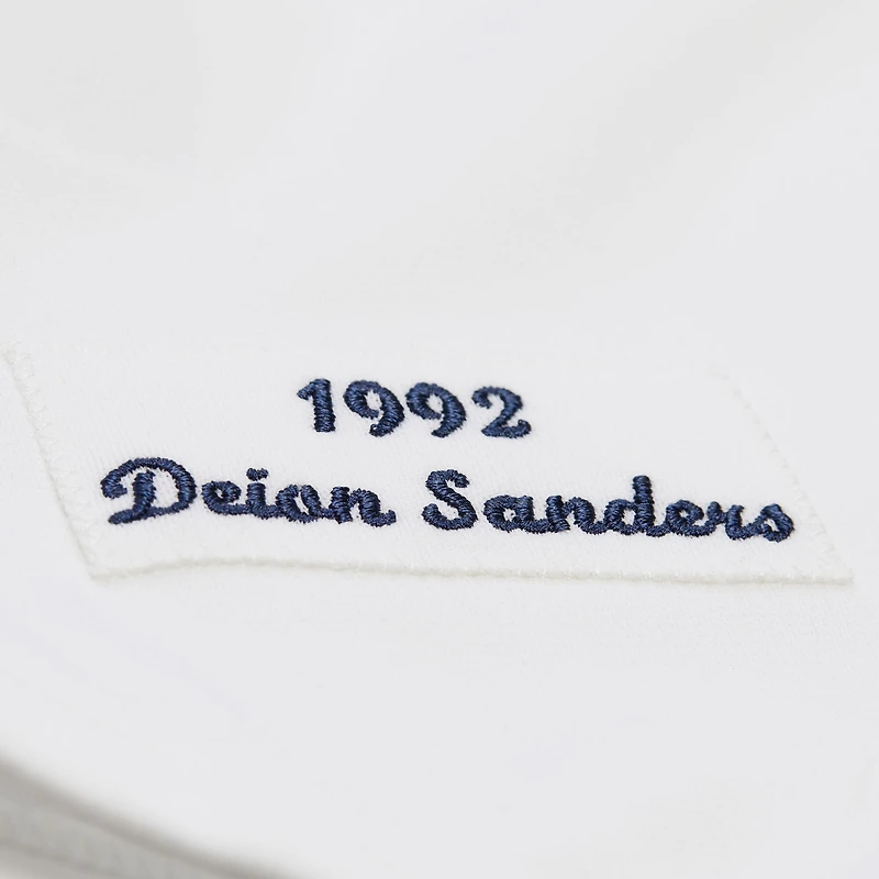 Maillot authentique Mitchell & Ness Deion Sanders blanc pour homme des Braves d'Atlanta, collection Cooperstown 1992