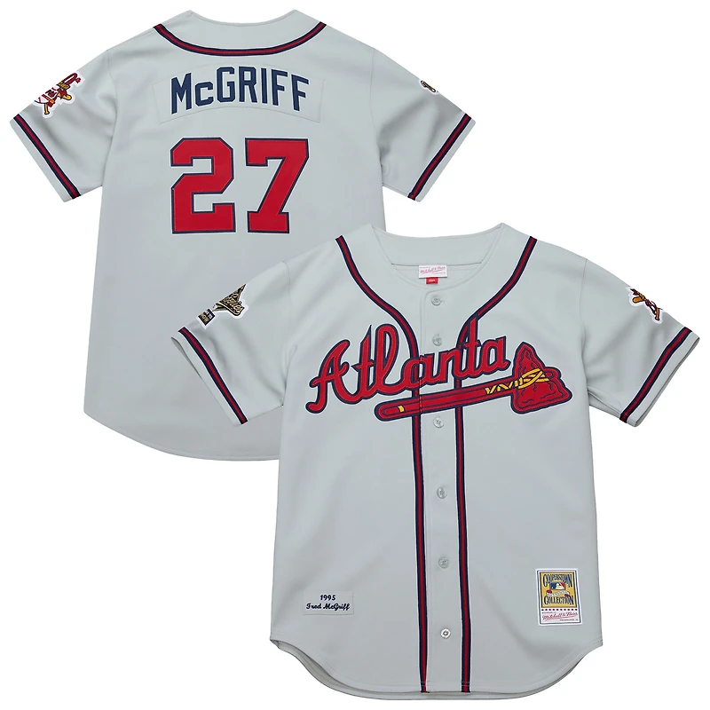 Maillot authentique rétro Mitchell & Ness Fred McGriff gris des Braves d'Atlanta 1995 pour homme