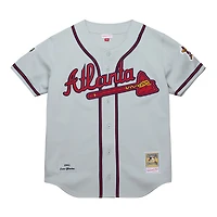 Maillot authentique rétro Mitchell & Ness Tom Glavine gris des Braves d'Atlanta 1995 pour homme
