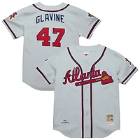 Men's Mitchell & Ness Tom Glavine Gray Atlanta Braves 1995 Throwback Authentic Jersey