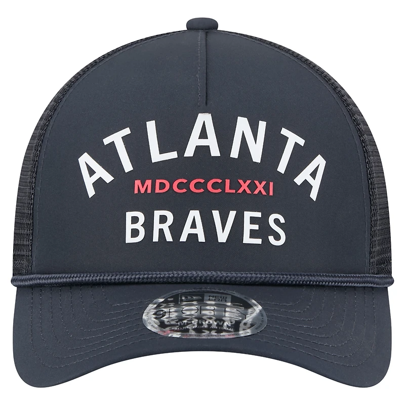 Men's New Era Navy Atlanta Braves Minimalist 9FORTY A-Frame Adjustable Hat