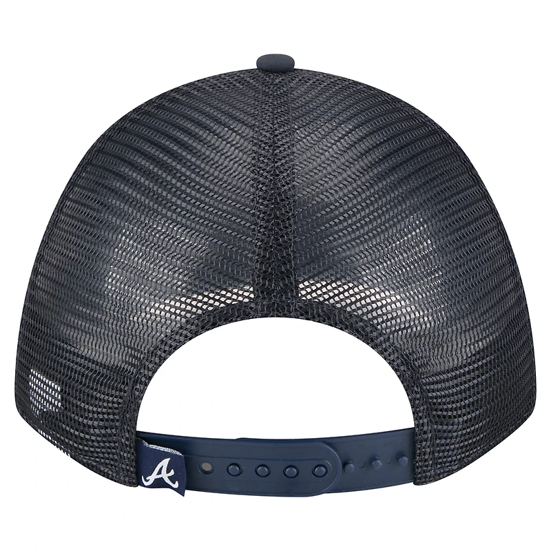 Men's New Era Navy Atlanta Braves Minimalist 9FORTY A-Frame Adjustable Hat