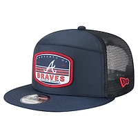 Men's New Era  Navy Atlanta Braves Split Panel 9FIFTY Trucker Snapback