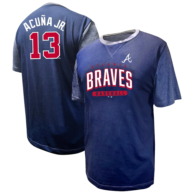 T-shirt pour homme Ronald Acuña Jr. Navy Atlanta Braves Big & Tall Name Number