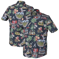Men's Reyn Spooner  Navy Atlanta Braves Scenic Tri-Blend Performance Button-Up Top