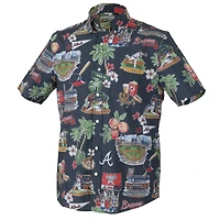 Men's Reyn Spooner  Navy Atlanta Braves Scenic Tri-Blend Performance Button-Up Top