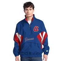 Men's Starter  Royal Atlanta Braves Cooperstown Chief Half-Zip Pullover