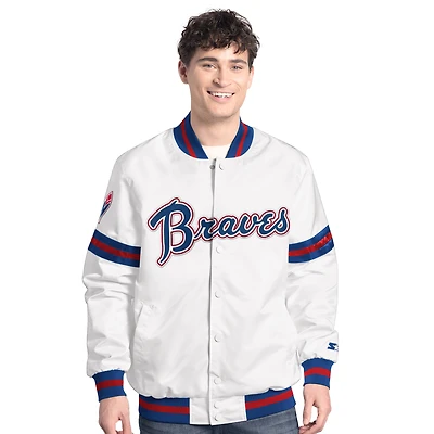 Veste universitaire blanche Starter Cooperstown Scout pour homme des Braves d'Atlanta
