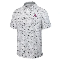 Men's Tommy Bahama  Gray Atlanta Braves Nova Wave Riptide Rally Camp Button-Up Short Sleeve Shirt