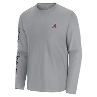 Men's Tommy Bahama  Gray Atlanta Braves Tropic Curveball Lux Long Sleeve T-Shirt