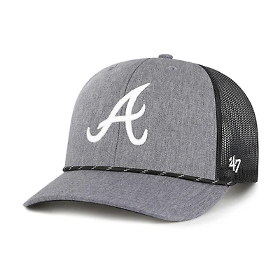 Men's '47 Charcoal Atlanta Braves Carbon Rope Trucker Adjustable Hat