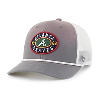 Men's '47 Gray/White Atlanta Braves Tide Sweep Rope Trucker Adjustable Hat