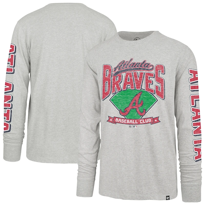 T-shirt à manches longues gris Atlanta Braves Fair Ball Franklin pour homme '47