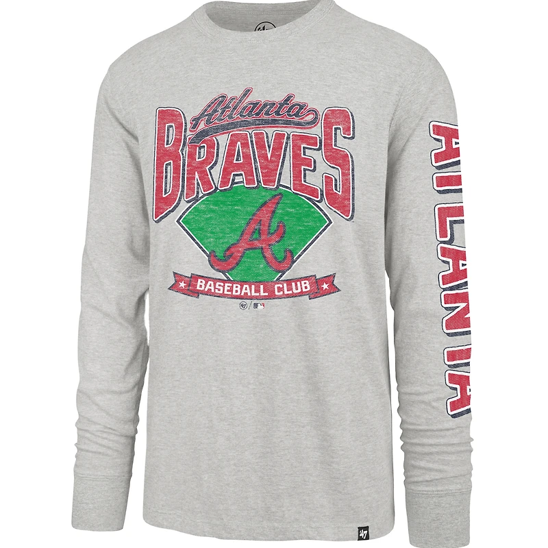 T-shirt à manches longues gris Atlanta Braves Fair Ball Franklin pour homme '47