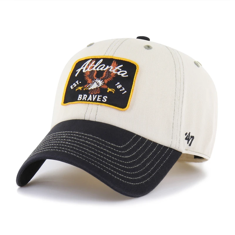 Men's '47 Natural/Black Atlanta Braves Keepsake Collection Clean Up Adjustable Hat
