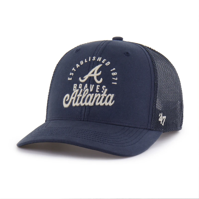 Casquette trucker Pitstop Atlanta Braves bleu marine pour homme, modèle 47, ajustable