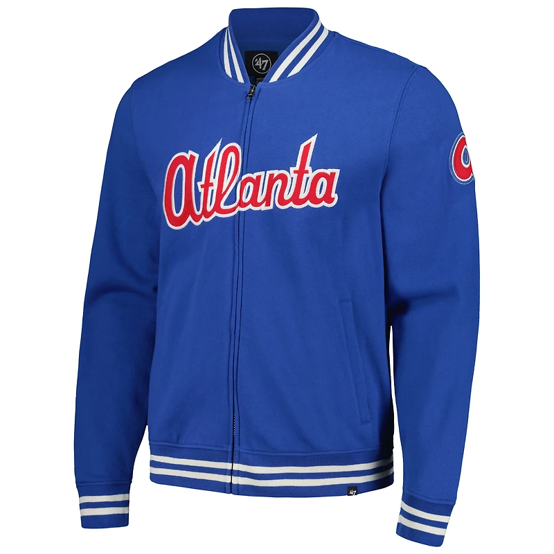 Men's '47 Royal Atlanta Braves Wax Pack Pro Camden Full-Zip Track Jacket