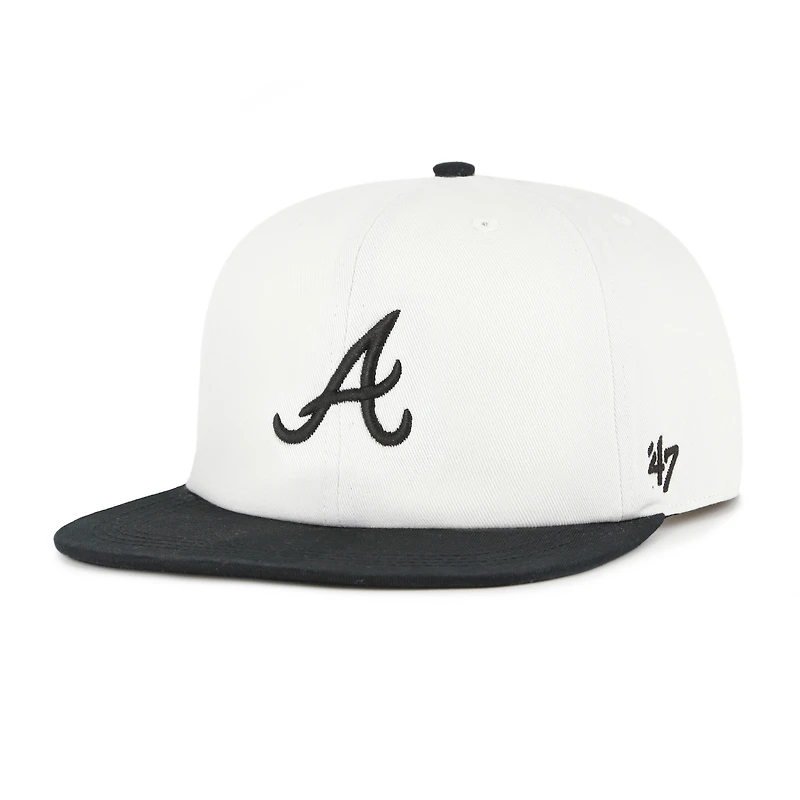 Men's '47 White/Black Atlanta Braves Foundation Captain Snapback Hat