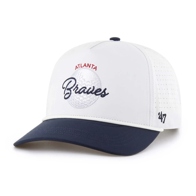 Men's '47 White/Navy Atlanta Braves Gimmie Golf Hitch Rope Adjustable Hat