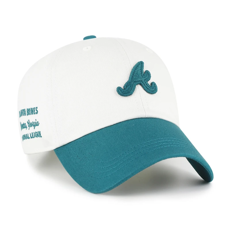 Men's '47 White/Teal Atlanta Braves Contemporary Tonal Clean Up Adjustable Hat