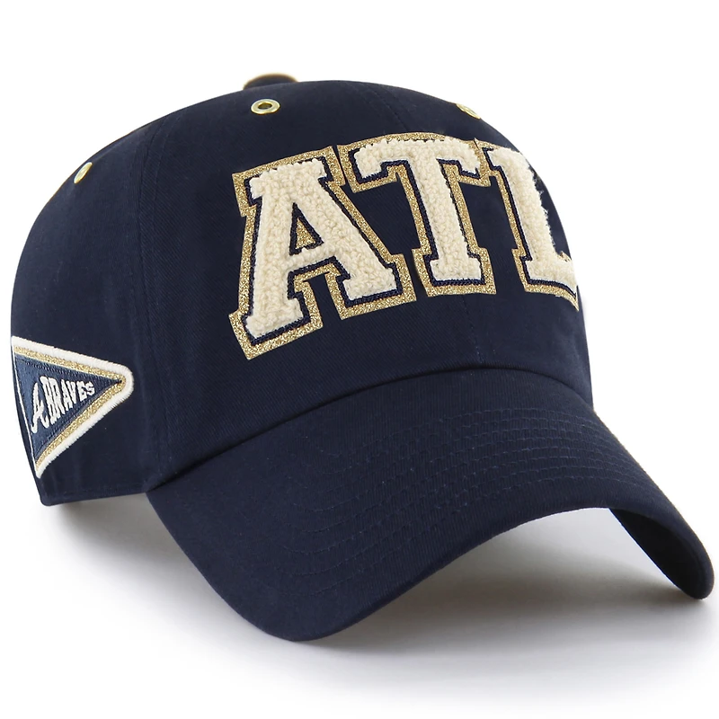 Men's '47 x Stoney Clover Lane Navy Atlanta Braves Acro Charm Clean Up Adjustable Hat