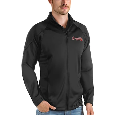Veste de golf entièrement zippée Atlanta Braves Links Antigua Black pour homme