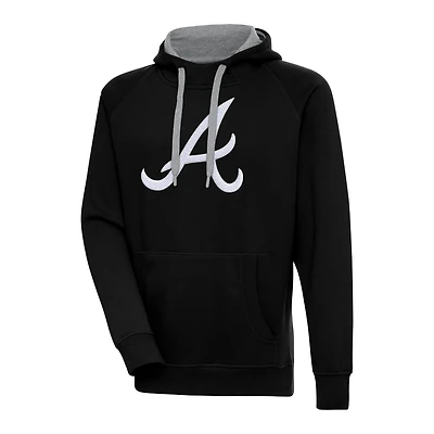Men's Antigua  Black Atlanta Braves Victory Chenille Pullover Hoodie
