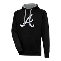 Men's Antigua  Black Atlanta Braves Victory Chenille Pullover Hoodie