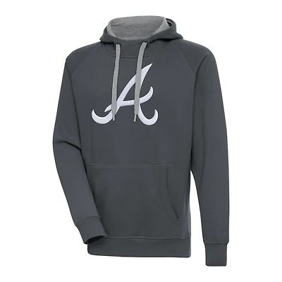 Men's Antigua  Charcoal Atlanta Braves Victory Chenille Pullover Hoodie