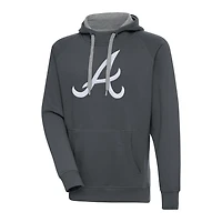 Men's Antigua  Charcoal Atlanta Braves Victory Chenille Pullover Hoodie