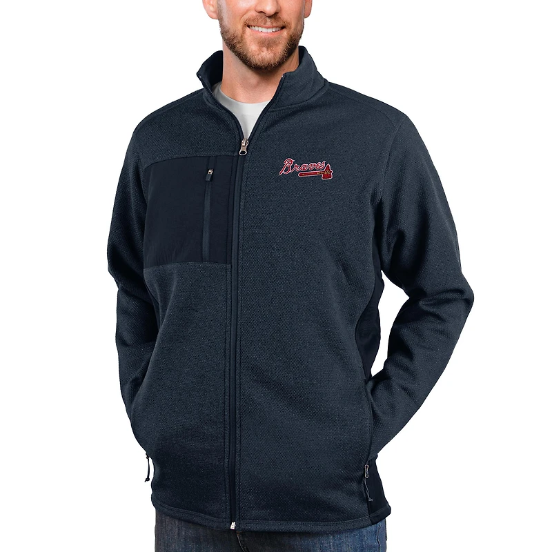 Veste zippée intégrale Atlanta Braves Course bleu marine chiné Antigua pour homme