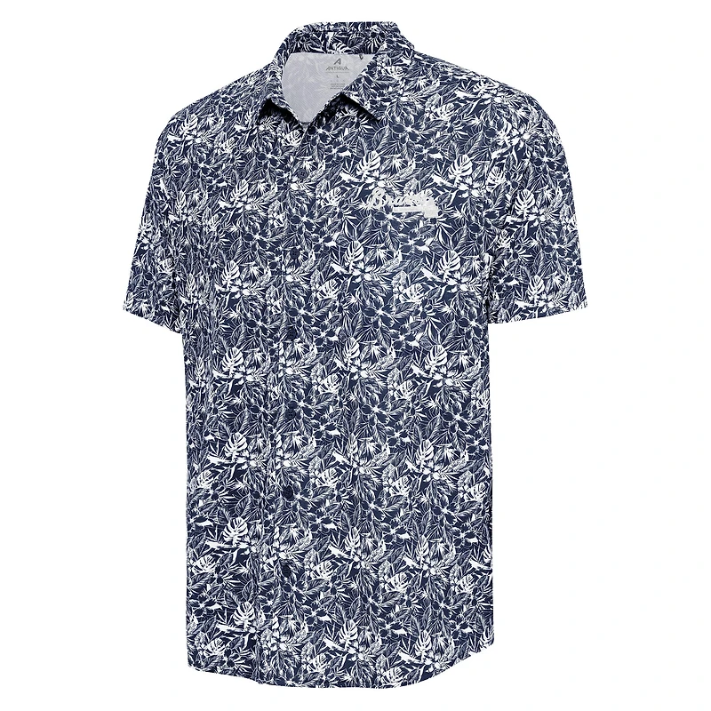 Chemise boutonnée bleu marine Antigua pour homme des Atlanta Braves Resort