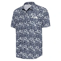 Chemise boutonnée bleu marine Antigua pour homme des Atlanta Braves Resort