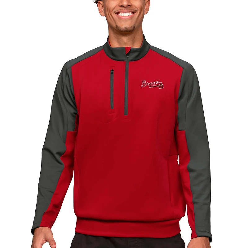 Haut à enfiler glissière quart de tour pour homme, couleur rouge Antigua, des Braves d'Atlanta