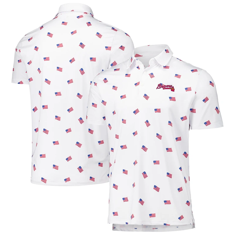 Men's Antigua White Atlanta Braves Americana Polo