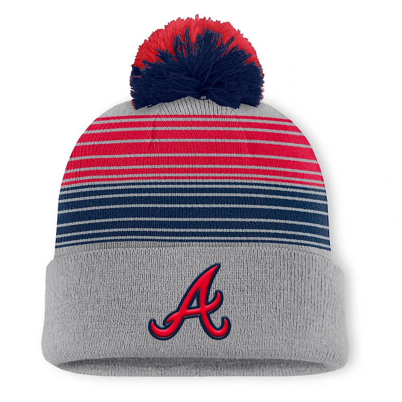 Bonnet en tricot à revers et pompon gris pour homme des Braves d'Atlanta Fanatics