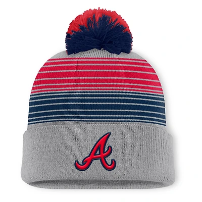 Bonnet en tricot à revers et pompon gris pour homme des Braves d'Atlanta Fanatics