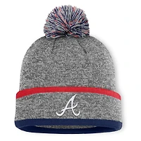 Men's Atlanta Braves Fanatics Heather Gray Backstop Cuffed Knit Hat with Pom