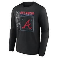 T-shirt à manches longues noir pour homme Atlanta Braves Home Field Pop personnalisé avec nom et numéro