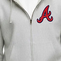 Men's Champion  Gray Atlanta Braves Reverse Weave Chenille Full-Zip Hoodie